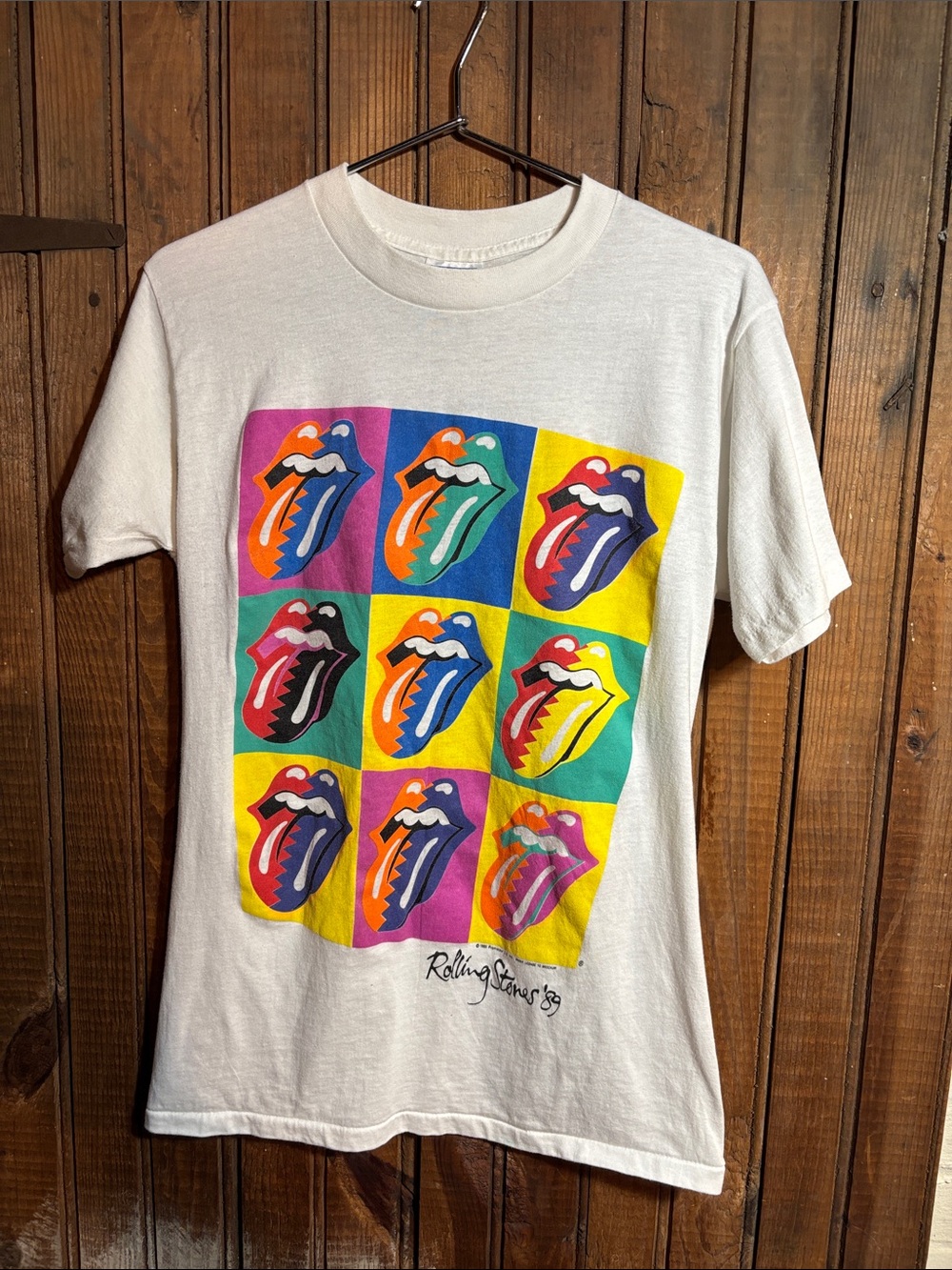 Vintage Rolling Stones 1989 Tour Pop Art Tongue Graphic Tee - White